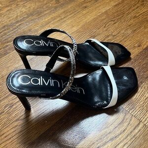 Calvin Klein Women's Halena Heeled White and Snakeskin Size 8
